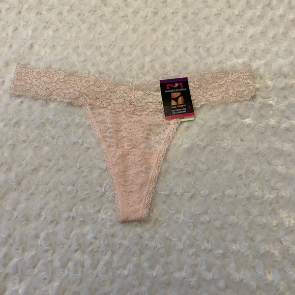 Maidenform Ladies Plus All Over Lace Thong Panty - Pink/Silver - 9/2X - Picture 6 of 10